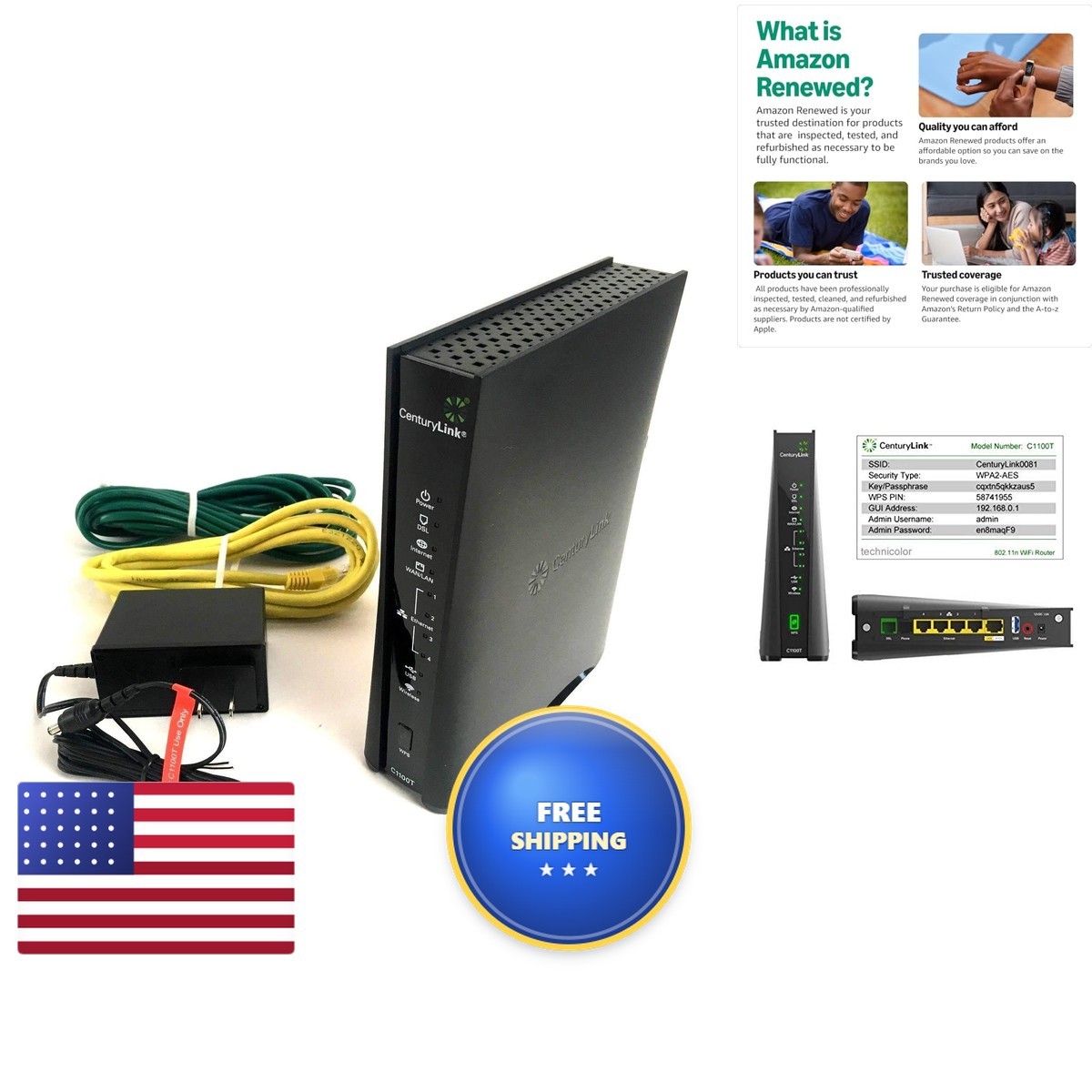CenturyLink Technicolor C1100T VDSL2 Modem 802.11n WiFi Router (Renewed)