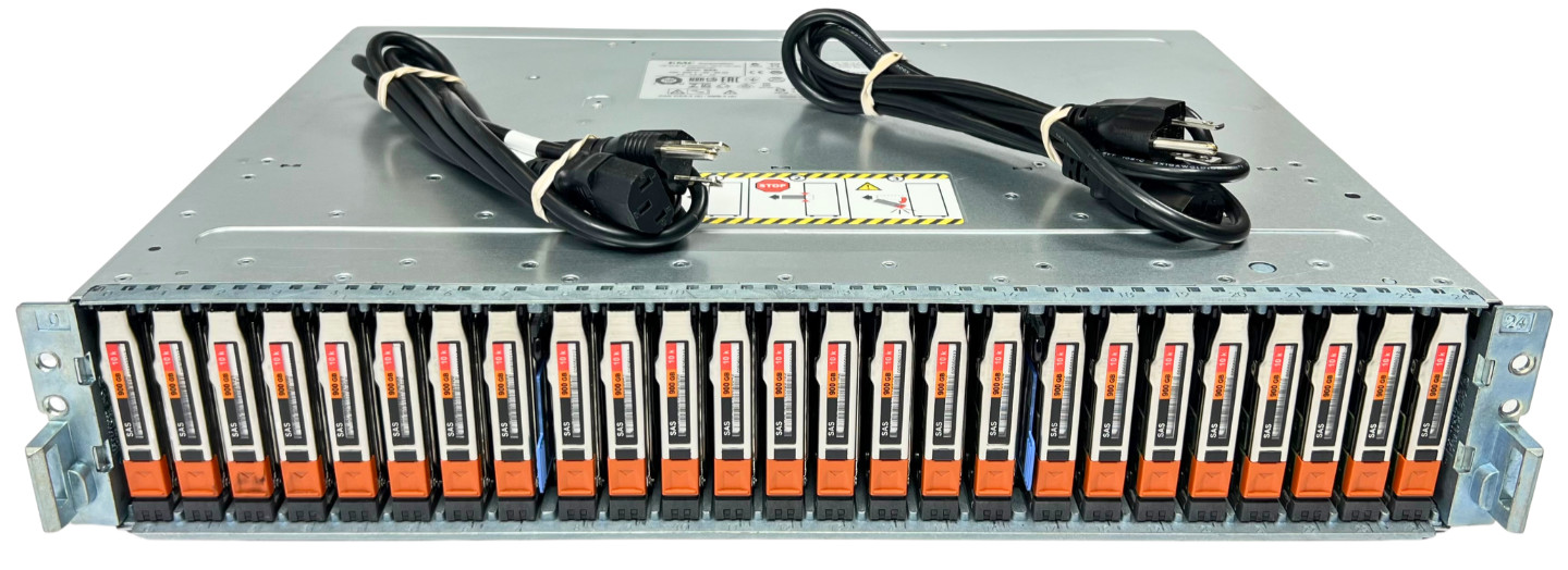 EMC SAE Storage Array (25x 2.5" 900GB HDD), 2x 303-104-000E Controllers, 2x PSU