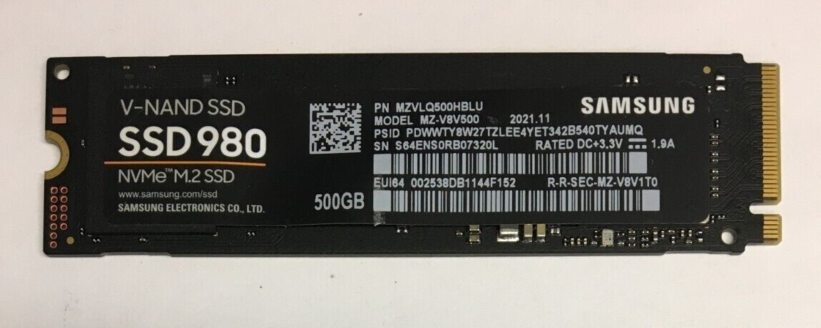 Samsung 2280mm 980 SSD 500GB M.2 NVMe Gen 3.0 x 4 SSD MZVLQ500HBLU
