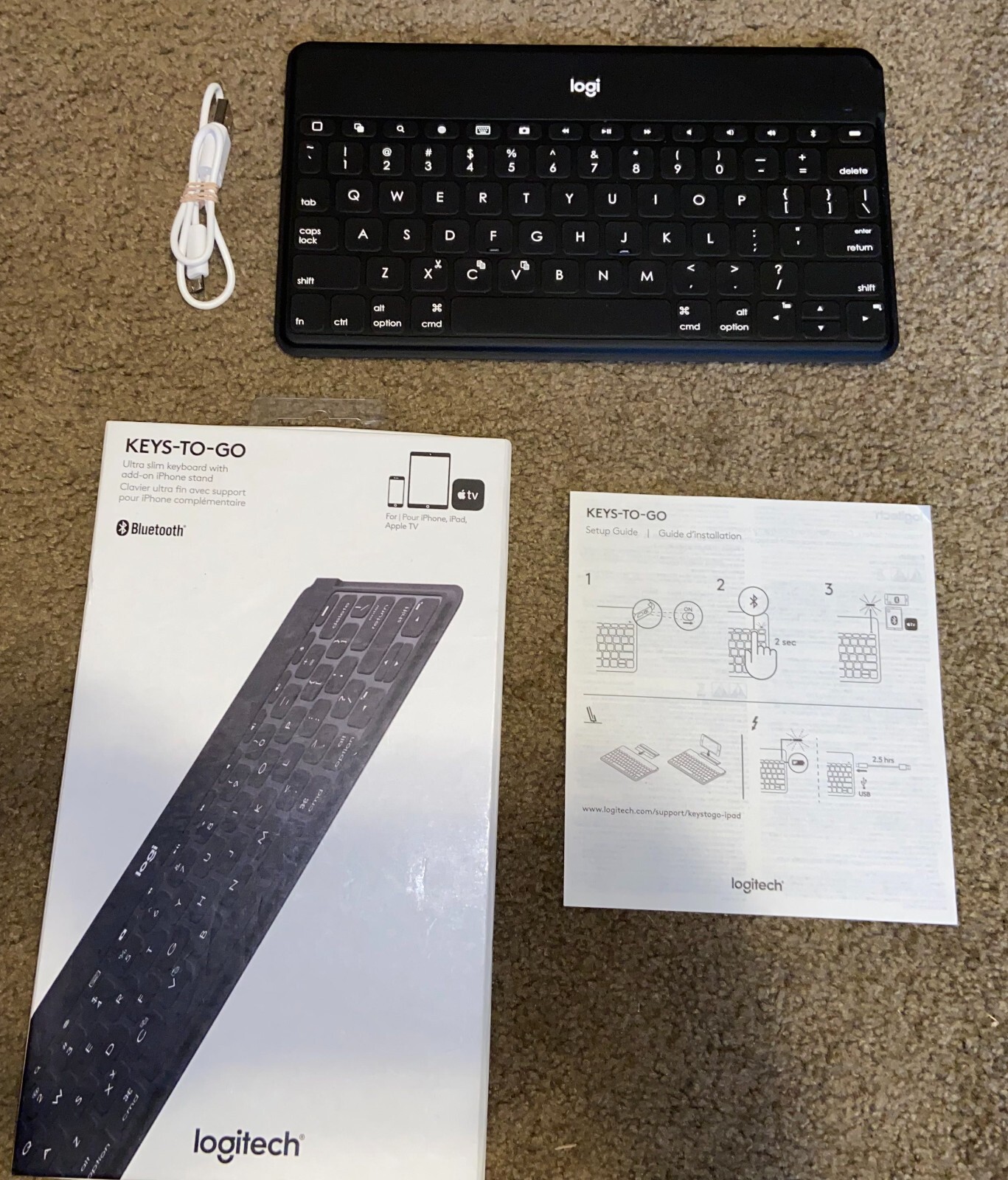 Tested Logitech Y-R0052 Wireless Bluetooth Keyboard - With Box, Stand, Cable