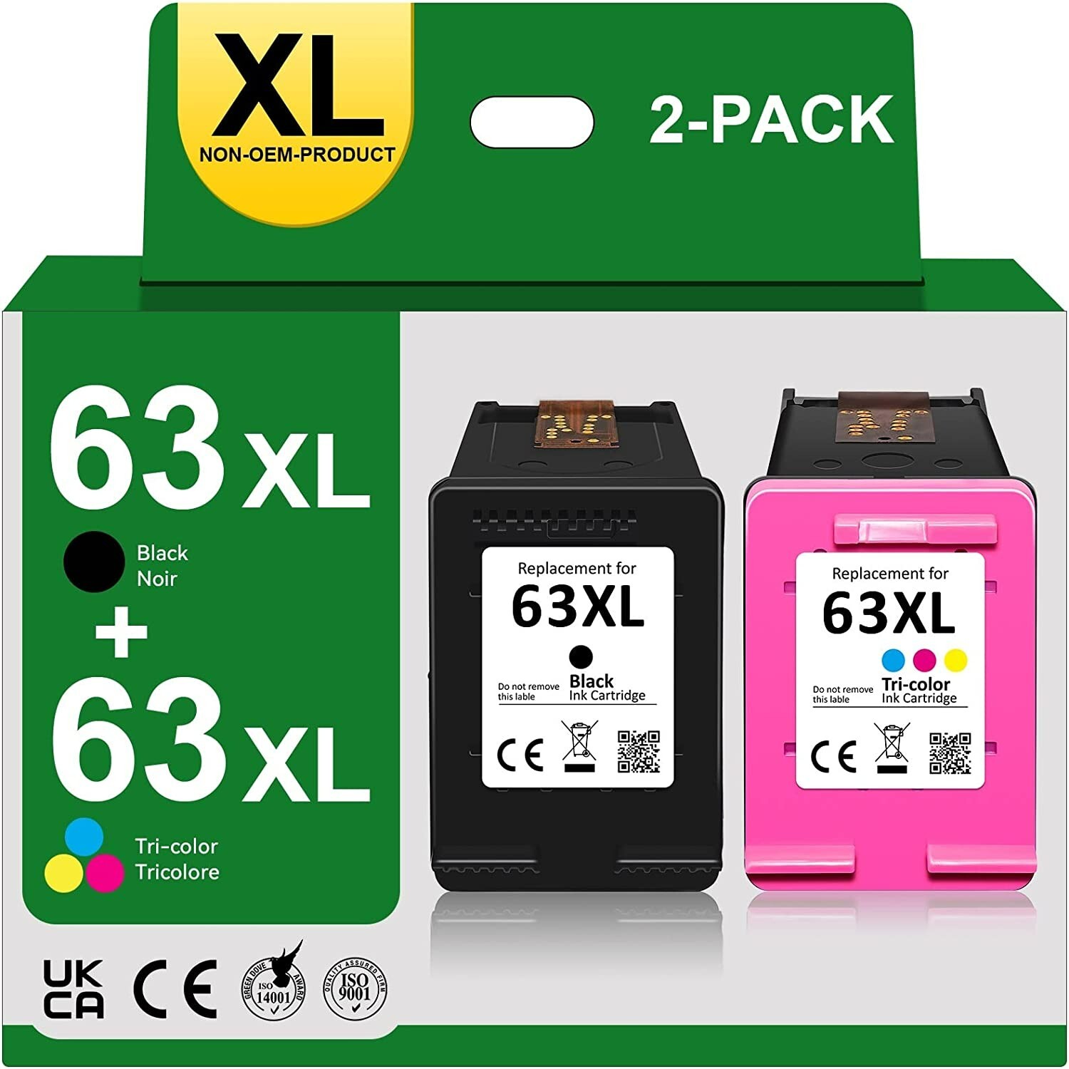 2PK 63 XL 63XL Ink Cartridge for HP Envy 4512 4516 4520 OfficeJet 3830 4650 4654