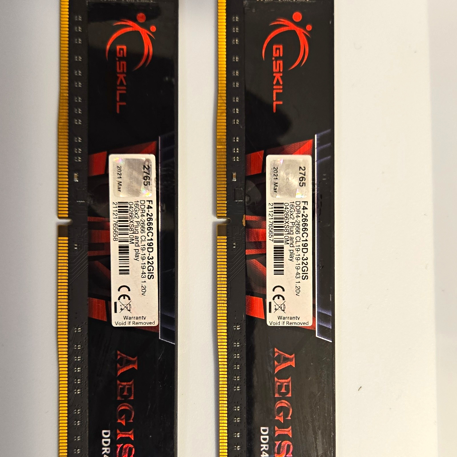 G.SKILL Aegis 32GB (2x16GB) DDR4-2666 DIMM Unbuffered RAM F4-2666C19D-32GIS