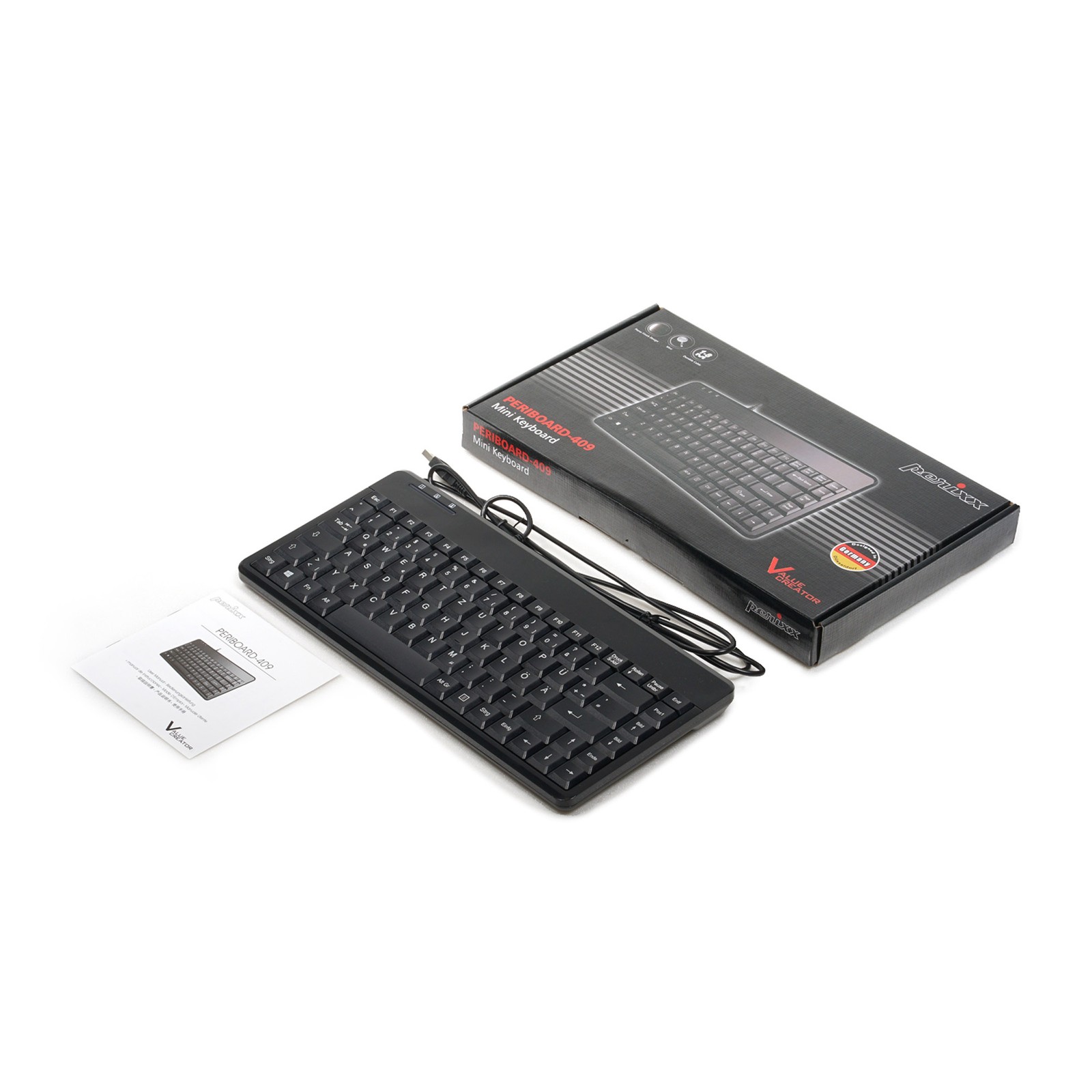 10761 Perixx PERIBOARD-409H Mini Wired USB Black ~D~