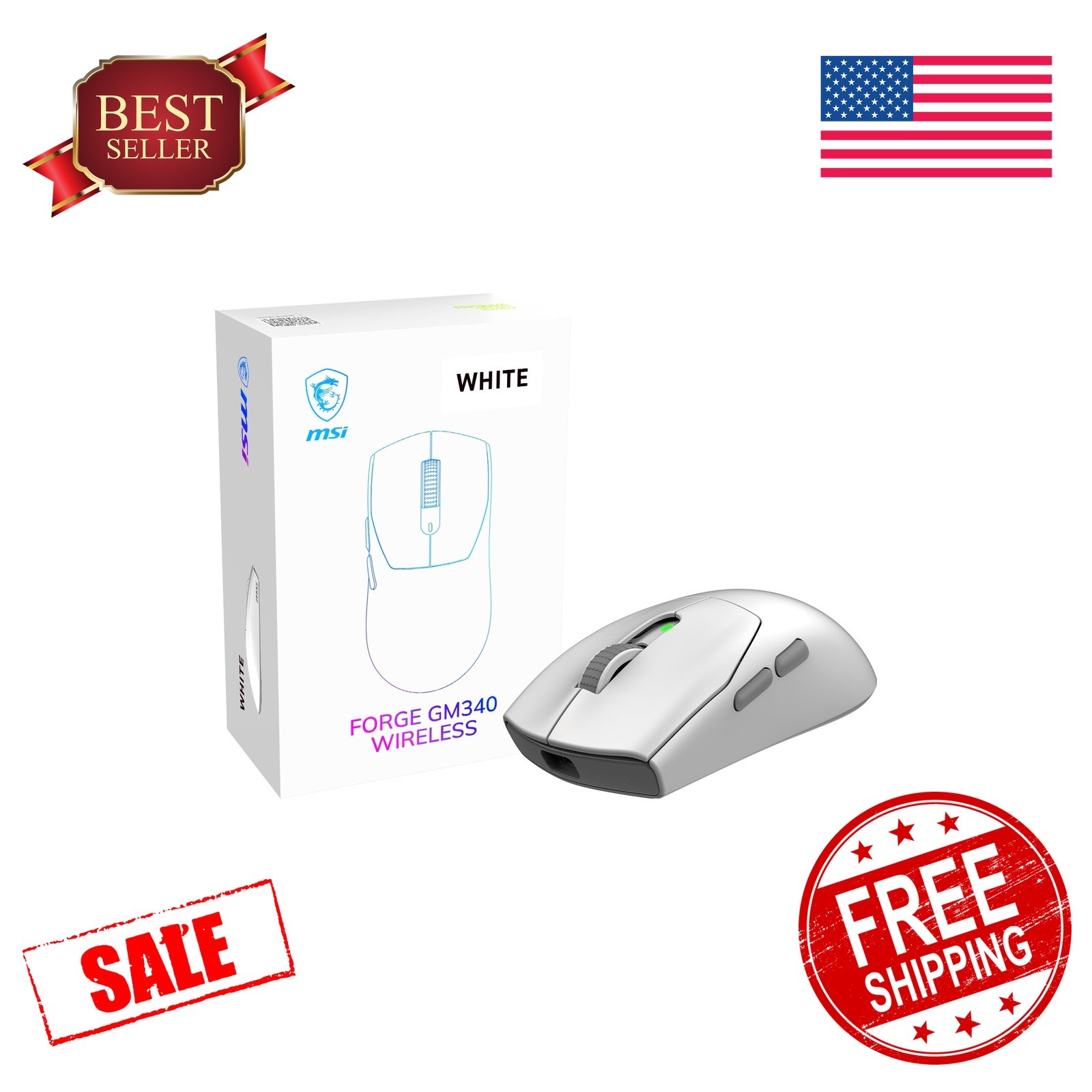 msi Forge GM340 W White Gaming Mouse 12800 DPI