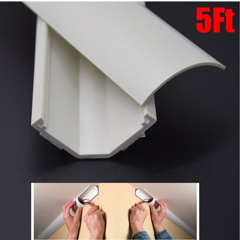 5Ft 5 Feet Cable Cord Cover Raceway Corner Duct Wire Organizer Management White