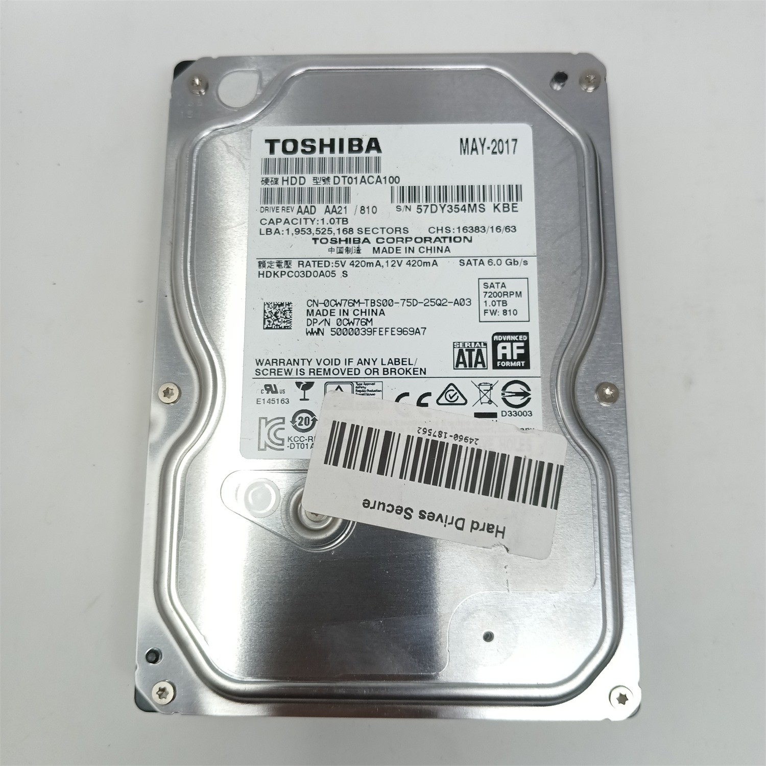 Toshiba DT01ACA100 1TB 3.5" SATA III HDD - Tested