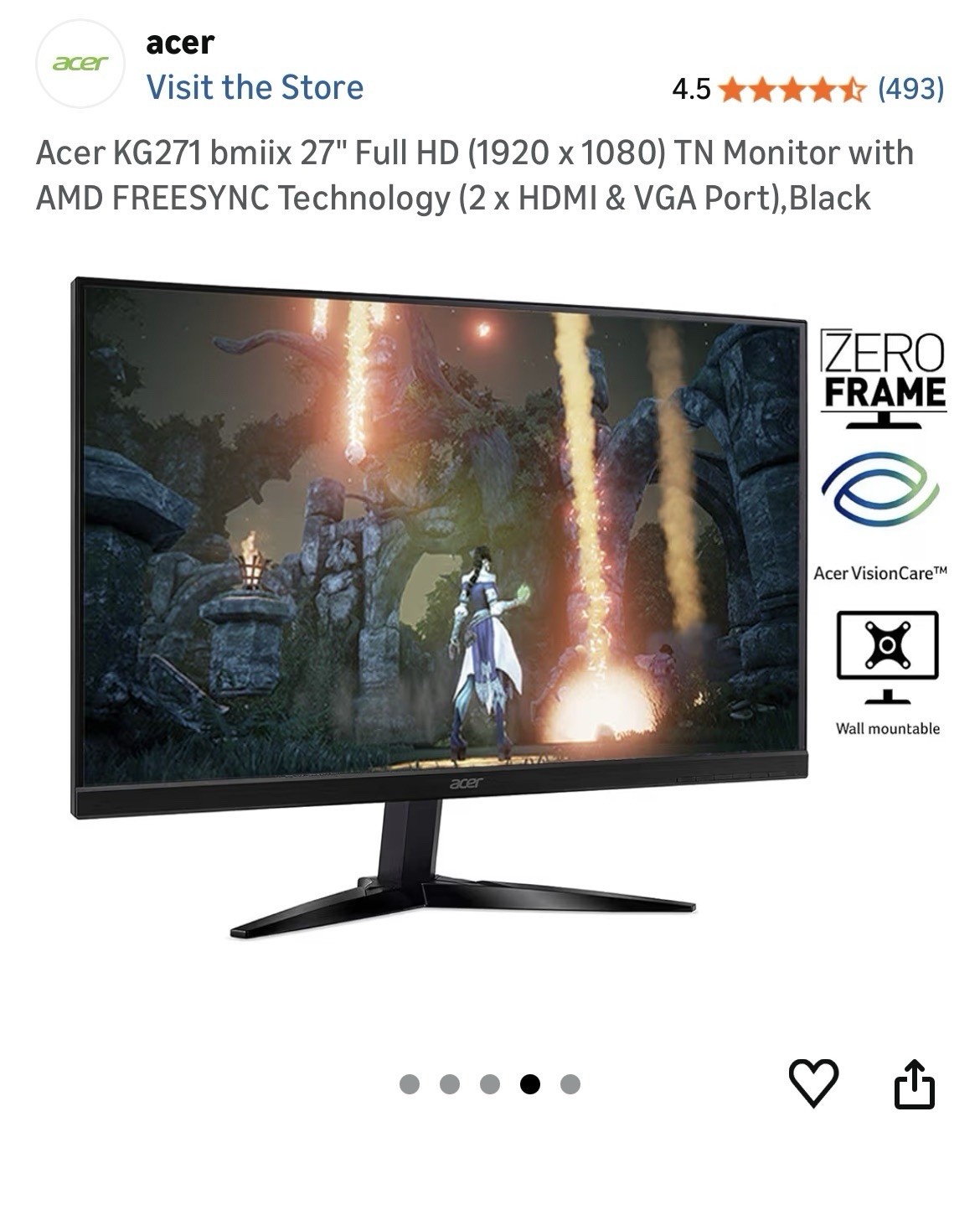 Acer KG1 KG271U Abmiipx 27" Widescreen Full HD LED Monitor - Black