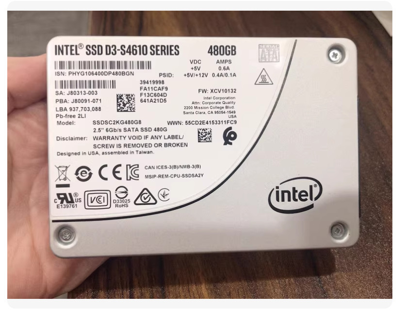 Intel D3-S4610 Series 480GB SATA III 6G 3D2 TLC 2.5" SSD SSDSC2KG480G8