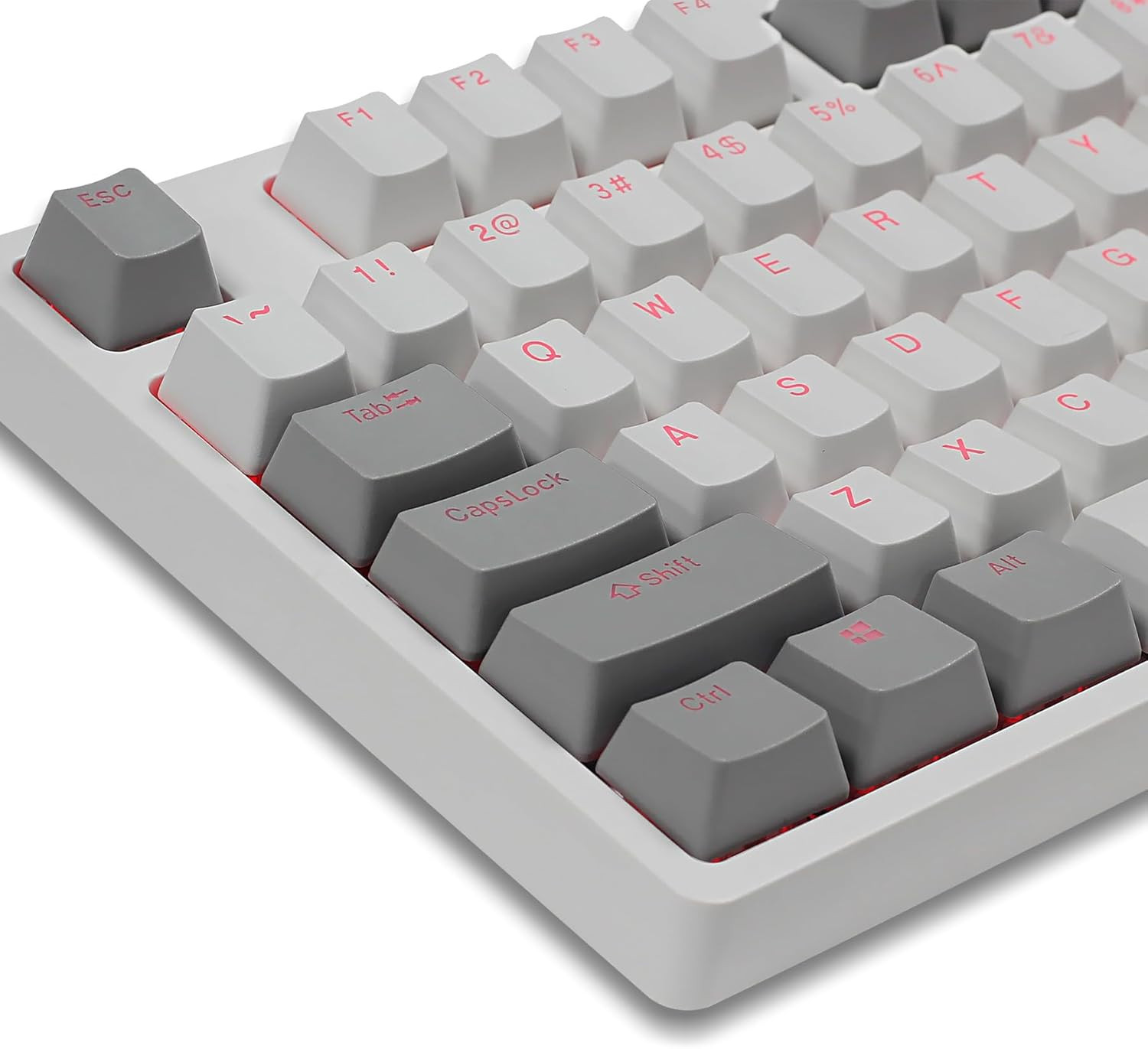 Keycaps PBT Backlit Cherry MX Keyset Shine through OEM Profile | White and Gray