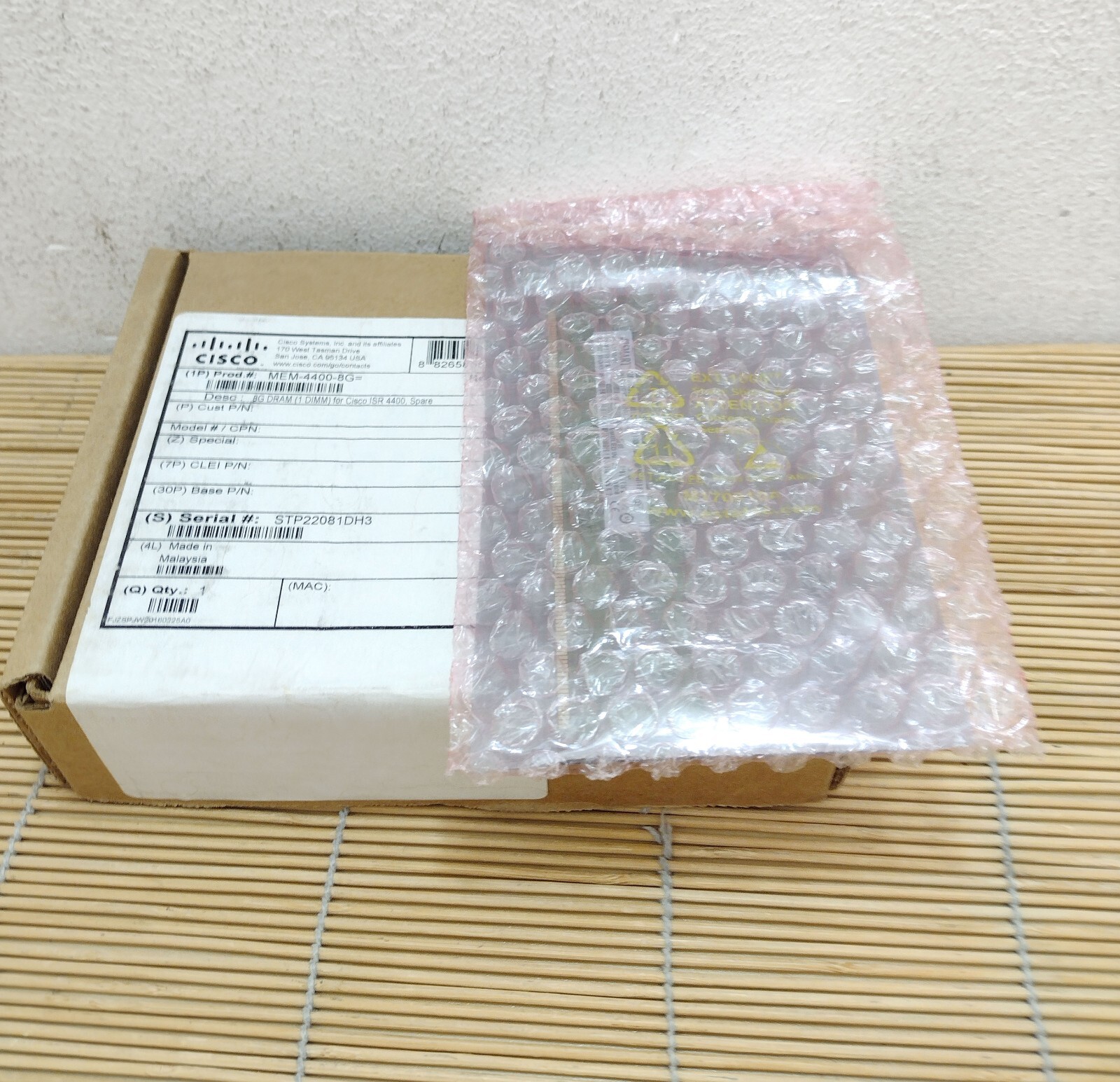 New Open Box Cisco MEM-4400-8G 8G DRAM 4G+4G for Cisco ISR 4400 Save New
