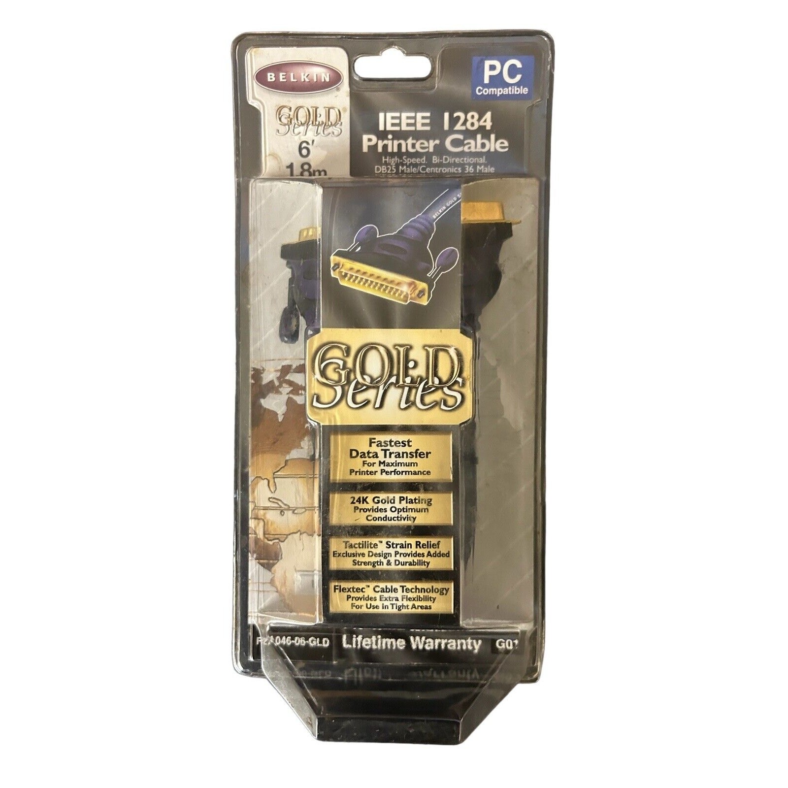 Vintage Printer Cable Gold Series IEEE 1284 6' PC Compatible