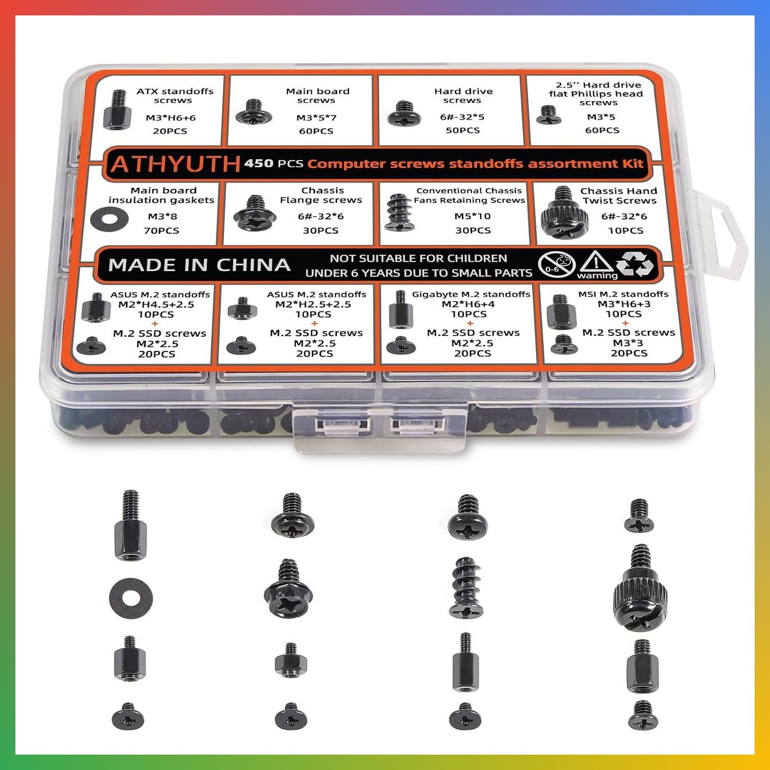 450 Pc Computer Screw Kit M2 SSD Motherboard Standoff PC Case SSD HDD Fan Repair