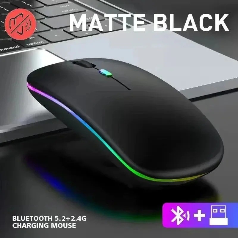 RGB Bluetooth Wireless Mouse Rechargeable Ergonomic USB for PC Laptop iPad