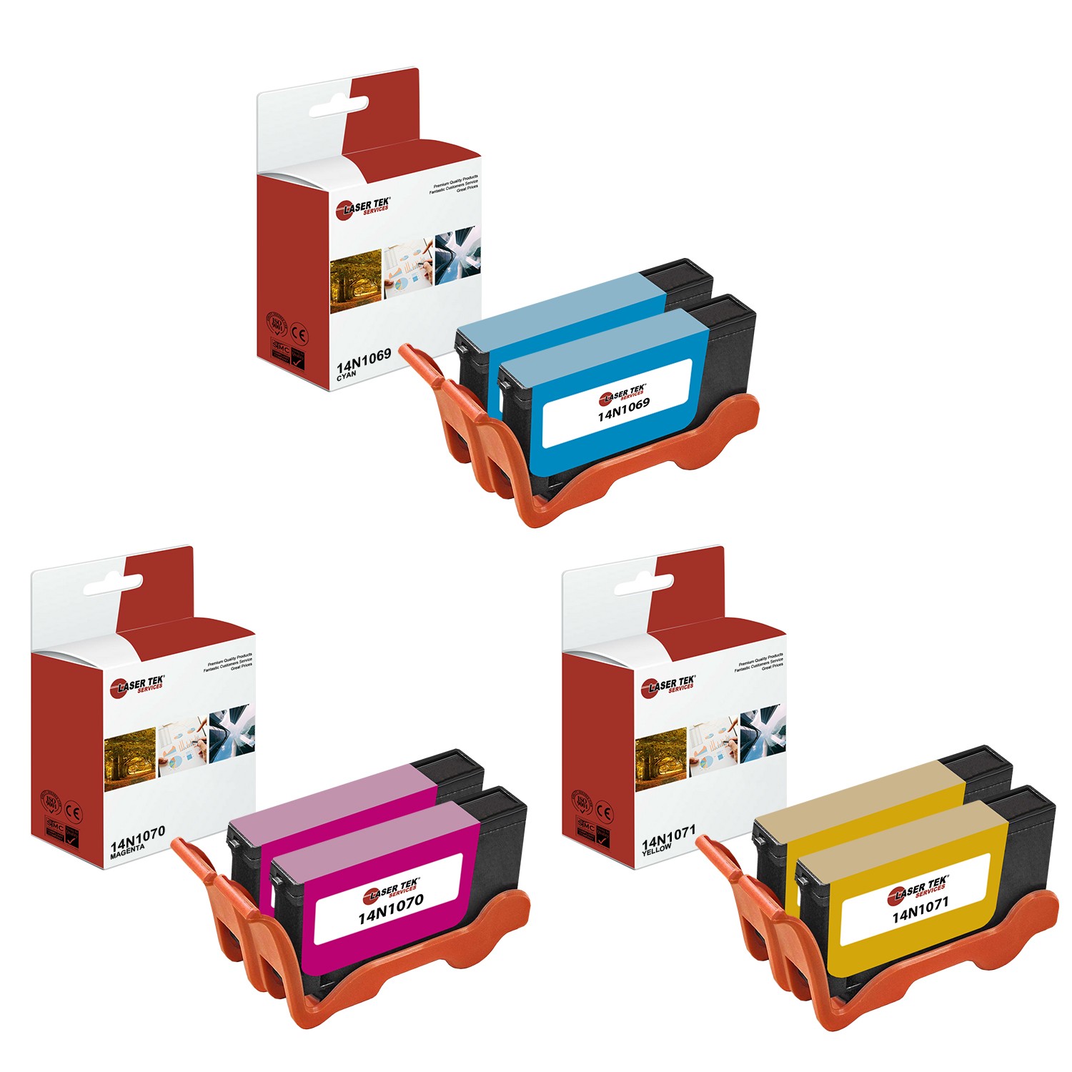 6Pk LTS 100XL C M Y HY Compatible for Lexmark S815 S816 S605 S301 S305 Ink