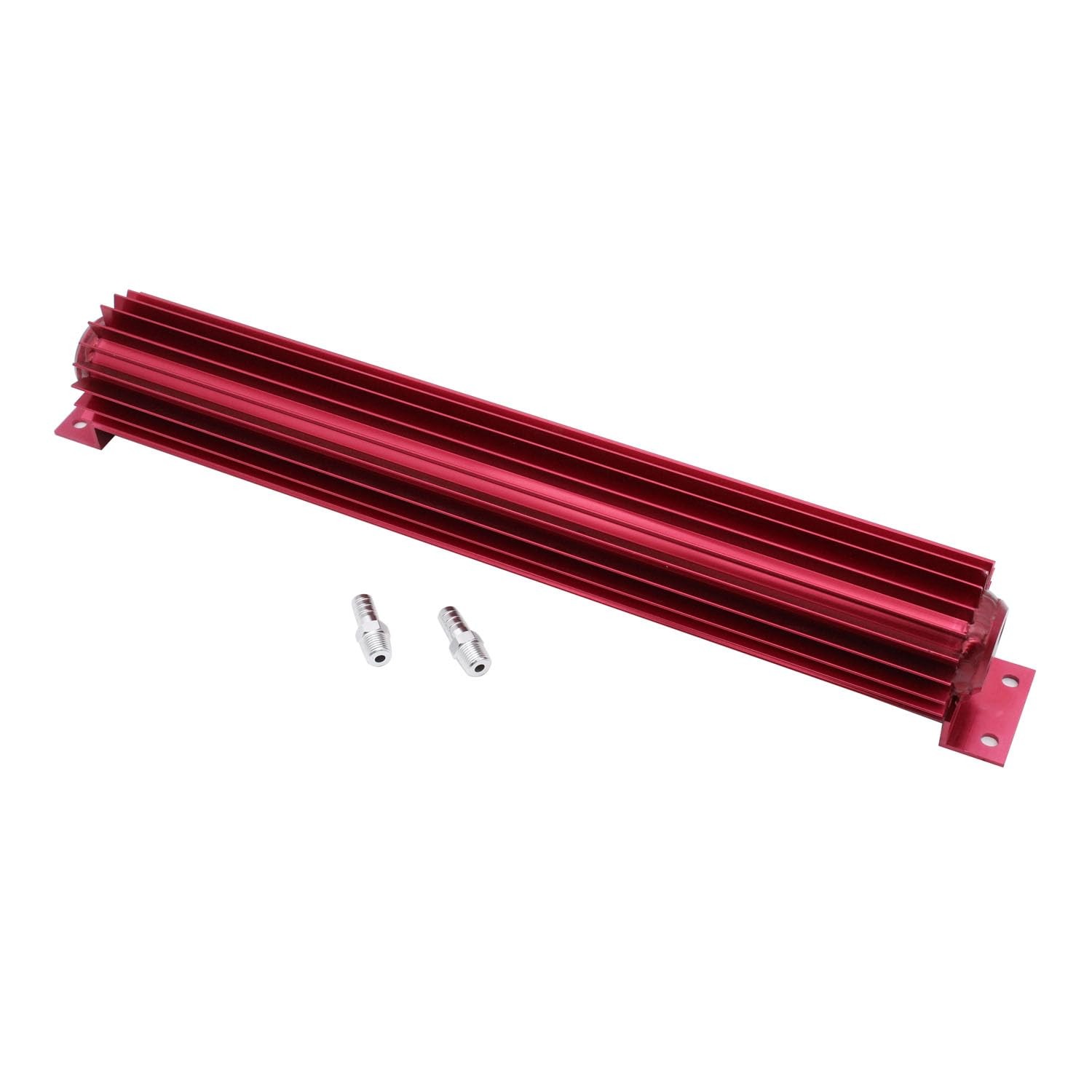 1 Set SHLPDFM Red Transmission Cooler 18" Dual Pass Satin Aluminum Finned Transm