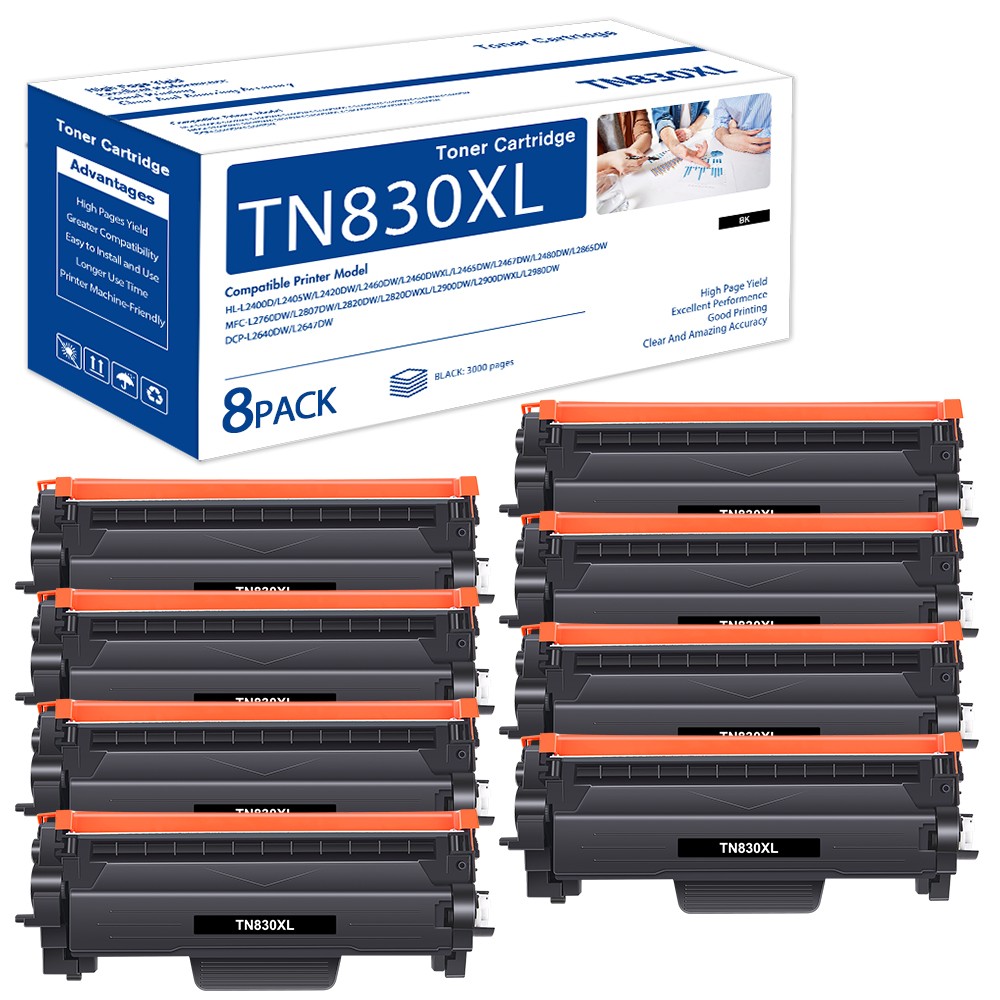 8PK TN830XL 830XL Toner Cartridge Compatible Brother MFC-L2760DW MFC-L2807DW