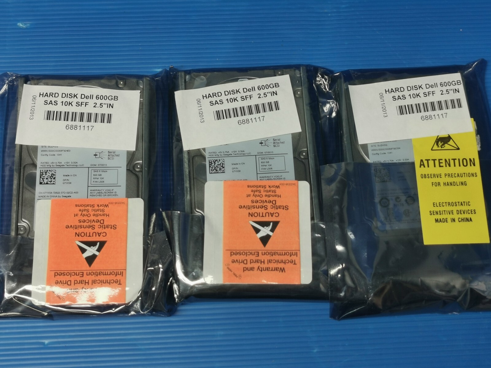 Dell PowerEdge 600GB 6G 10K SAS Seagate 7YX58 07YX58 HDD Hard Drive 2.5" Lot 3x