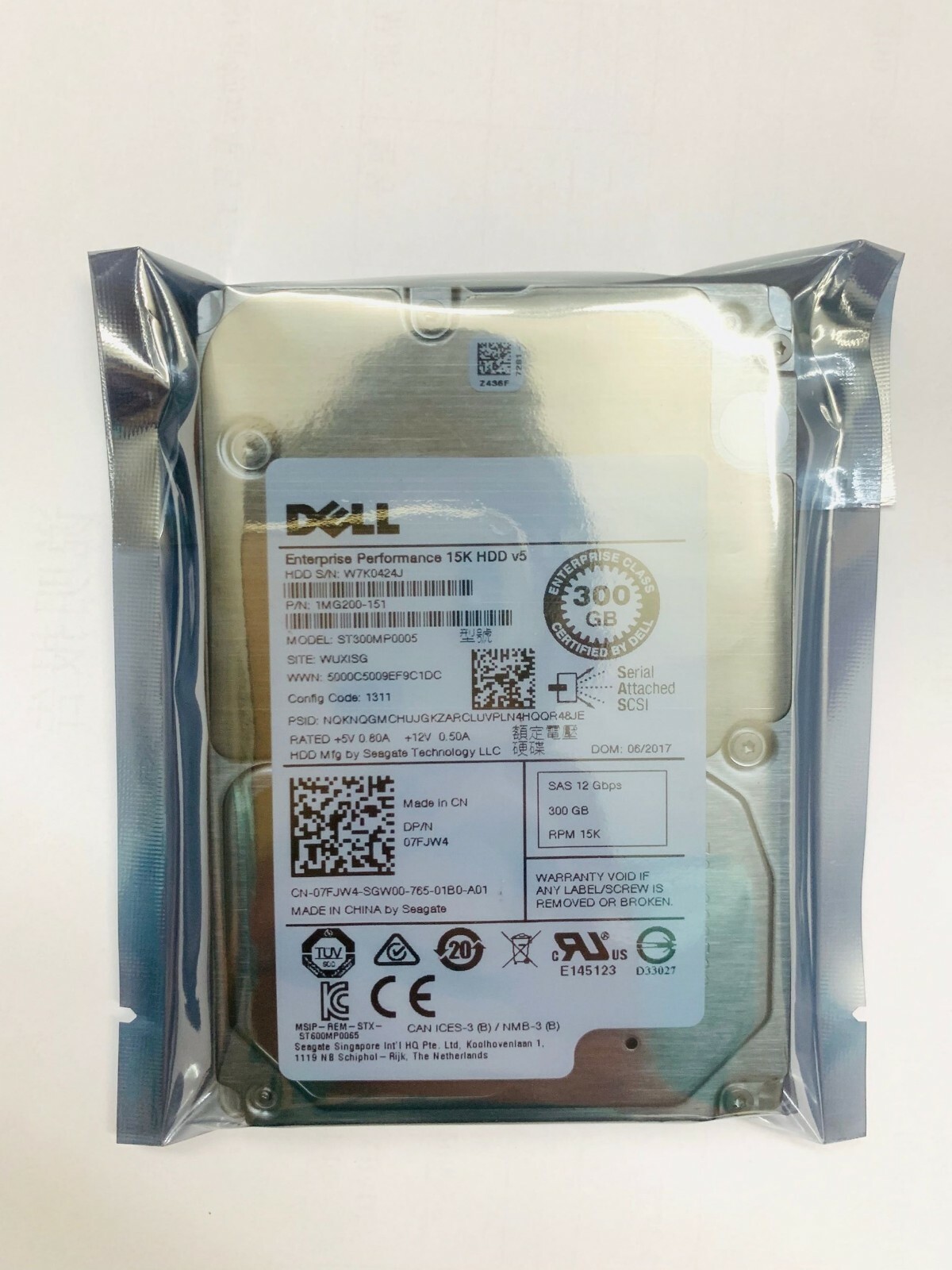 FOR Dell 7FJW4 07FJW4 ST300MP0005 300GB 12G 15K 2.5'' SAS 1MG200 Hard Drive