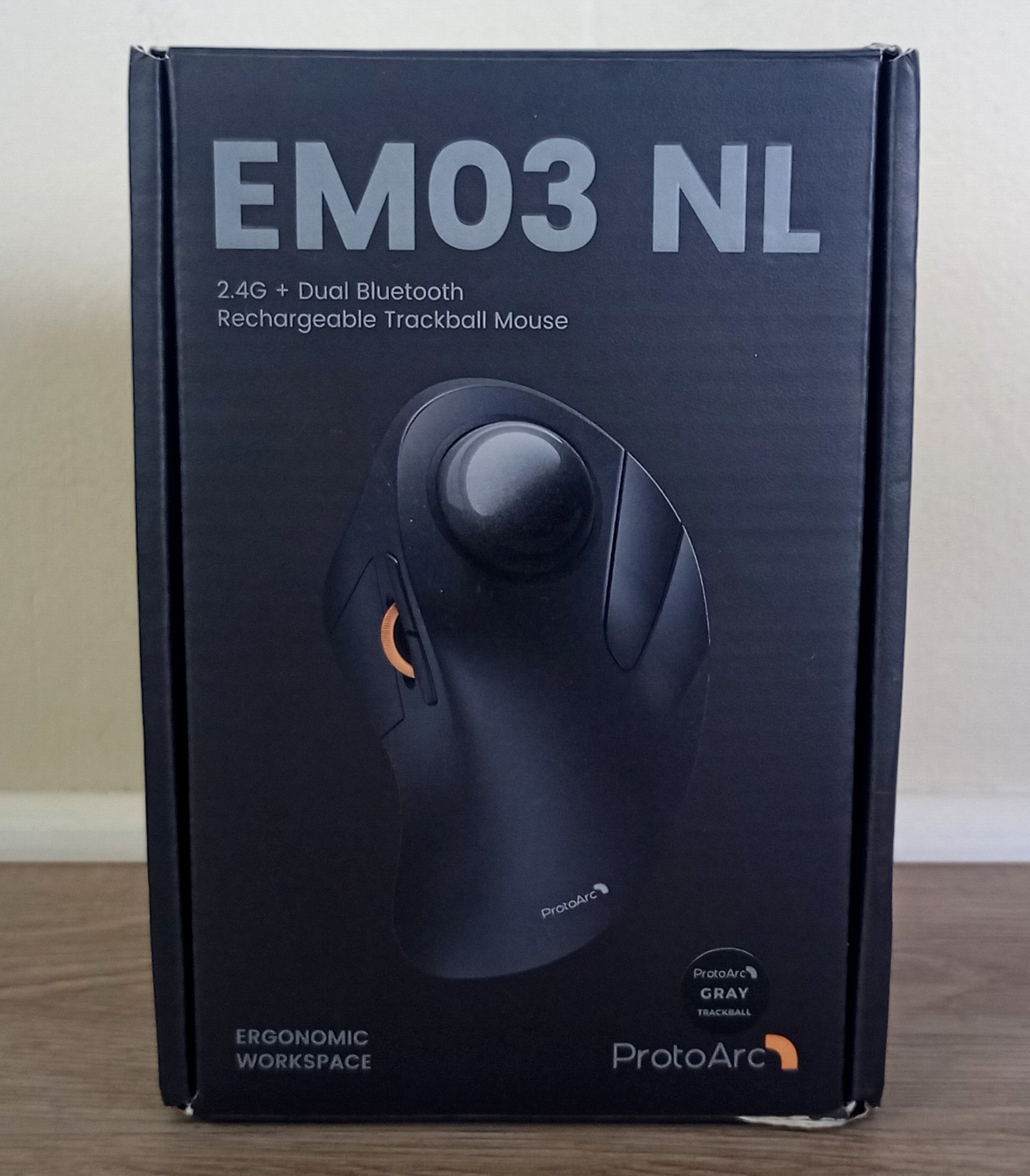ProtoArc EM03 NL Ergonomic Rechargeable Wireless Trackball Mouse Gray Bluetooth