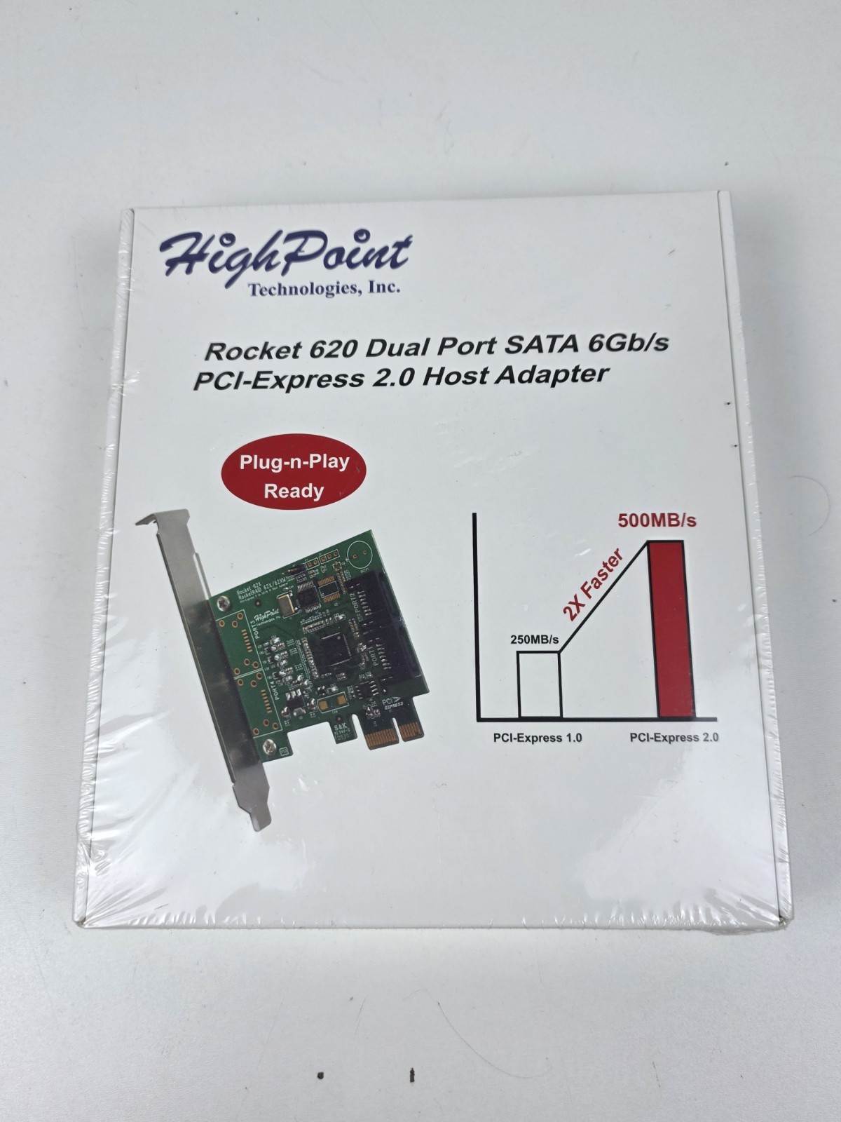 New HighPoint Rocket 620A (2 Channel) Dual Port SATA 6Gb/s PCI-E x1 Low Host