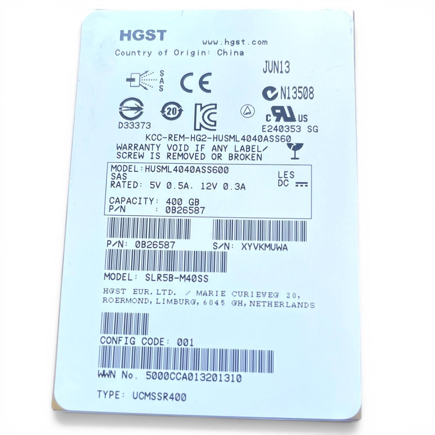 HGST Ultrastar 400GB 2.5" Enterprise SAS 6Gb/s SSD HUSML4040ASS600 0B26587 EMC
