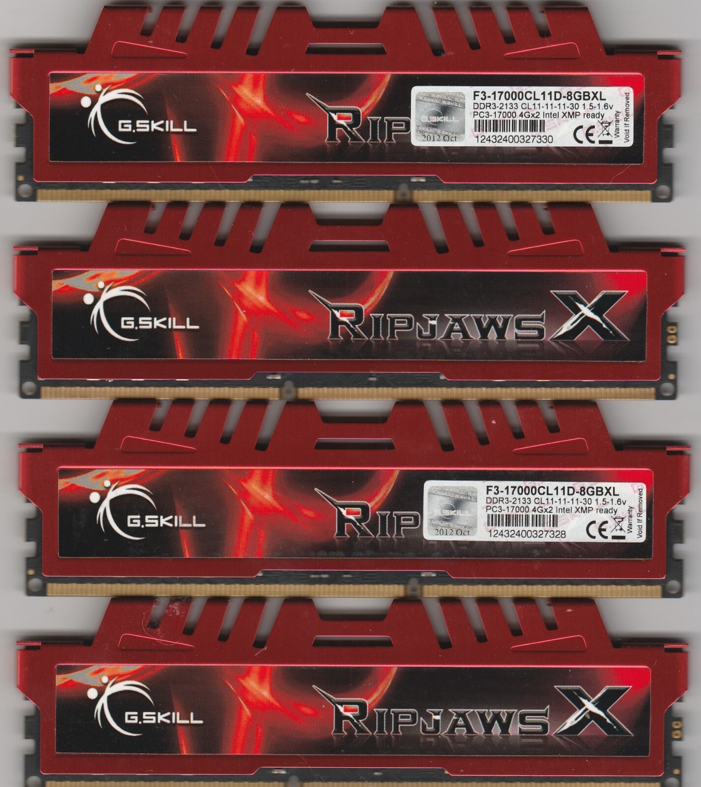 G.SKILL Ripjaws X Series 8GB (2 x 4GB) Desktop Memory ~ Lot of 4