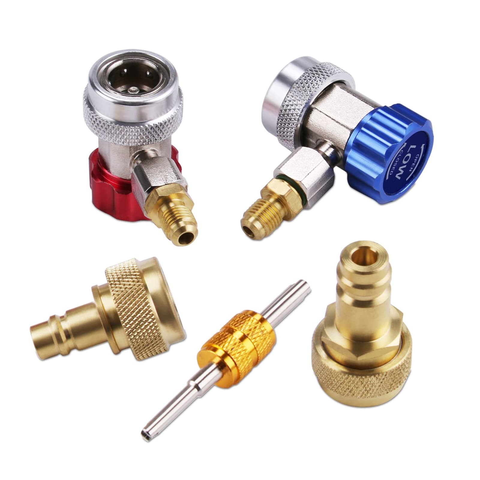 Car A/C R134a to R1234yf Adapter Kit 1/4" Quick Couplers Valve Core Remover
