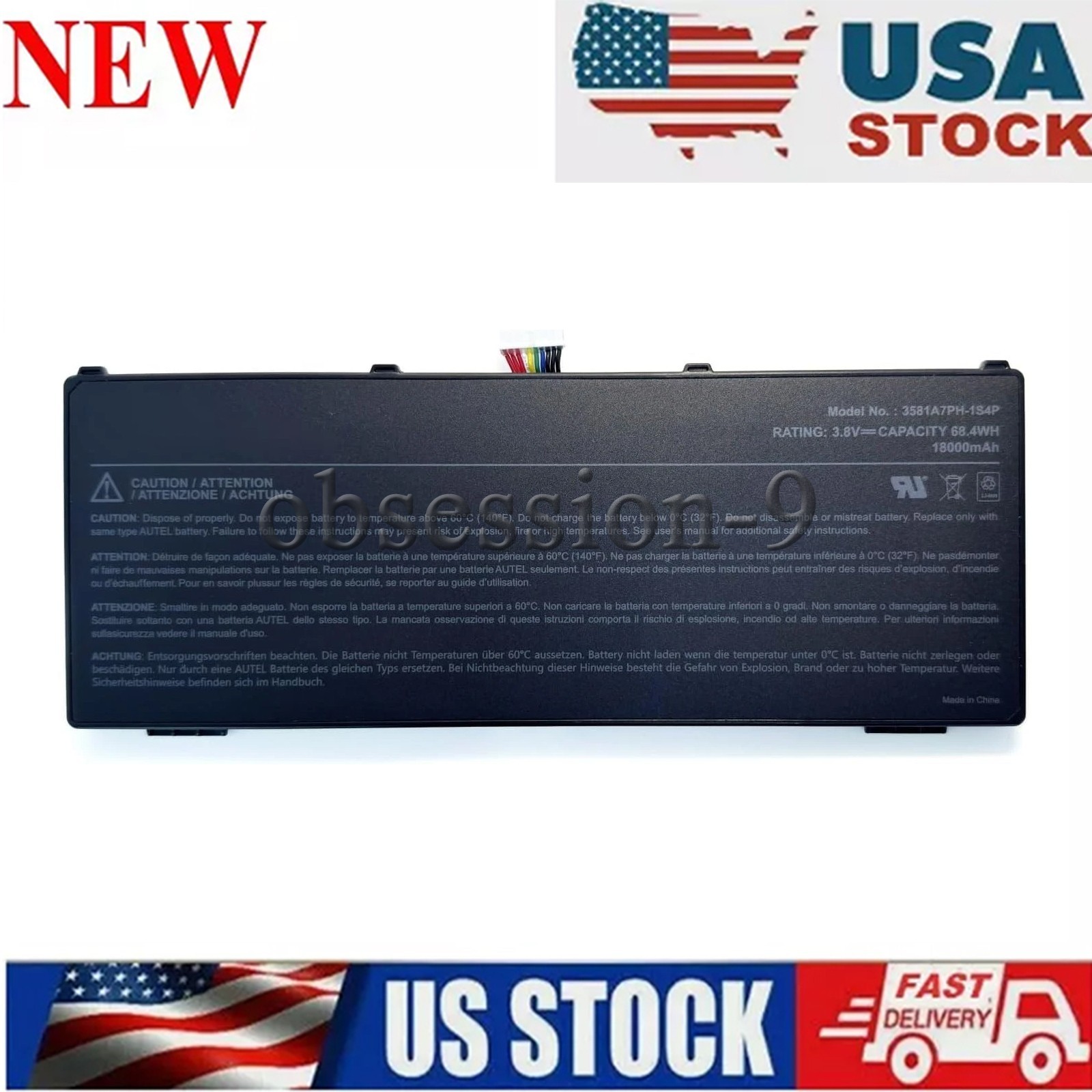New battery For AUTEL MaxiSYS Ultra 3581A7PH-1S4P MLP3581107-1S4P 3.8V 18000mAh