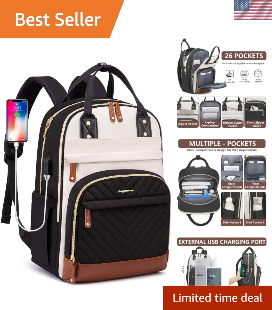 Laptop Backpack for Women Bag - 15.6 inch Work Travel Backpack with USB Charg...