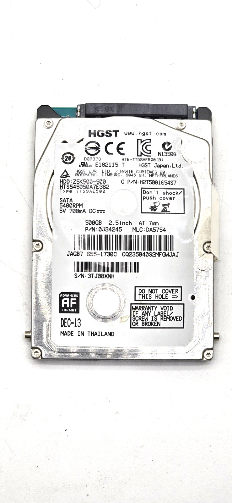 HGST Z5K500 500GB 2.5 SATA 3Gb/s HDD HTS545050A7E362 0J34245 Apple Tested