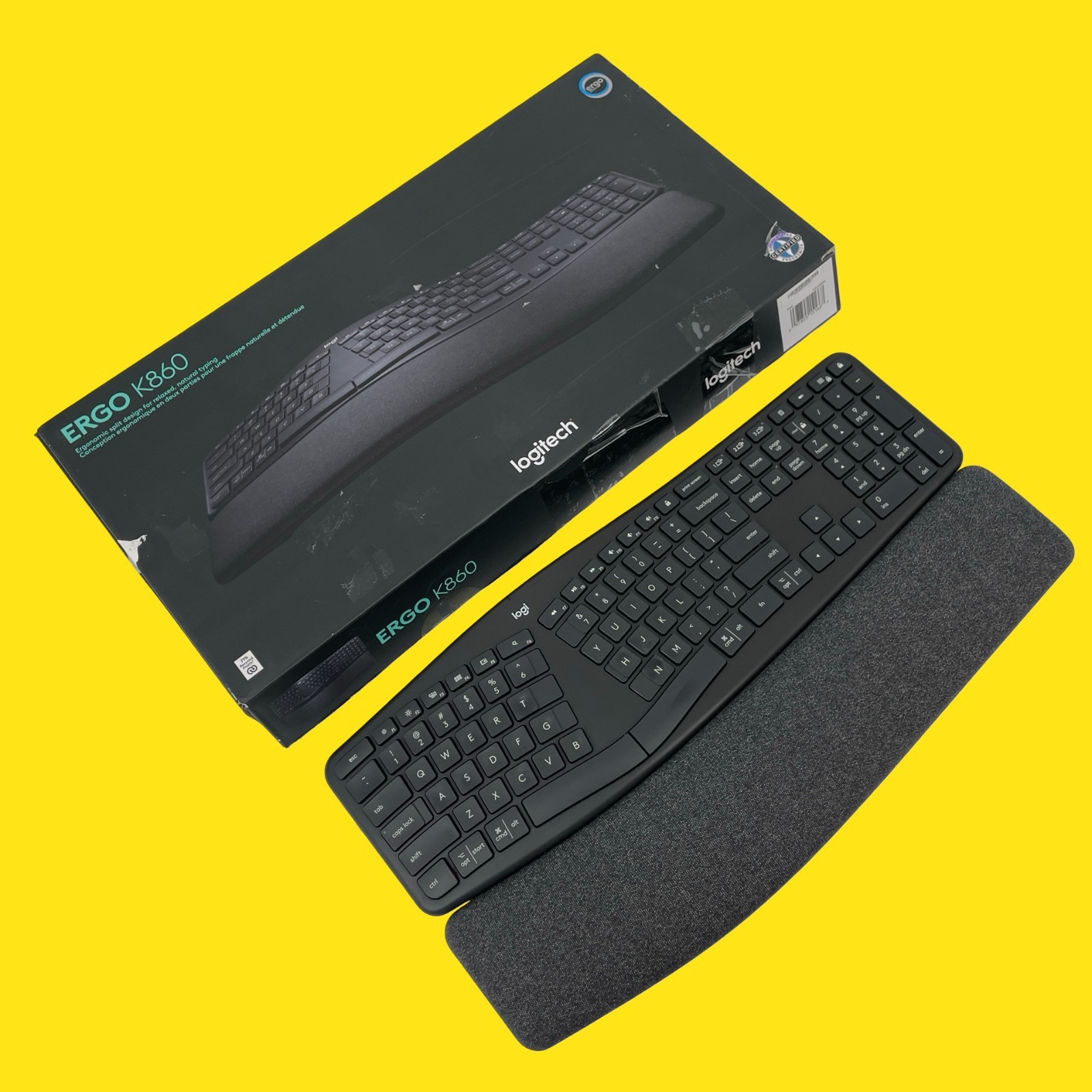NO DONGLE Logitech ERGO K860 Ergonomic Split Keyboard Black #0632 z58b32