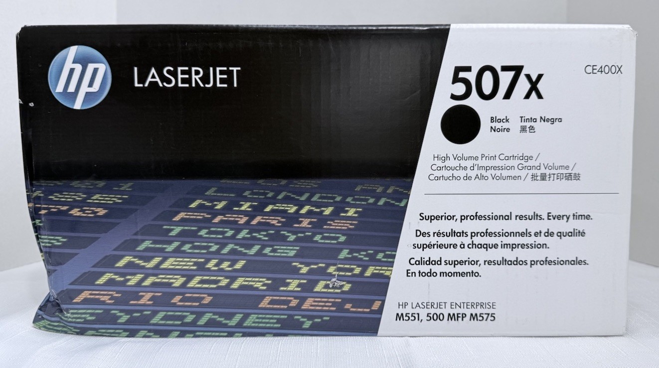Genuine HP 507X (CE400X) Black LaserJet Toner Cartridge - New Blemished Box