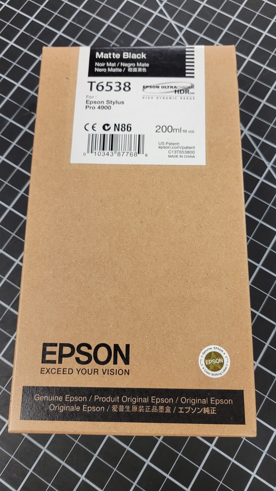 Genuine EPSON OEM T6538 MATTE BLACK, for Epson Stylus Pro 4900