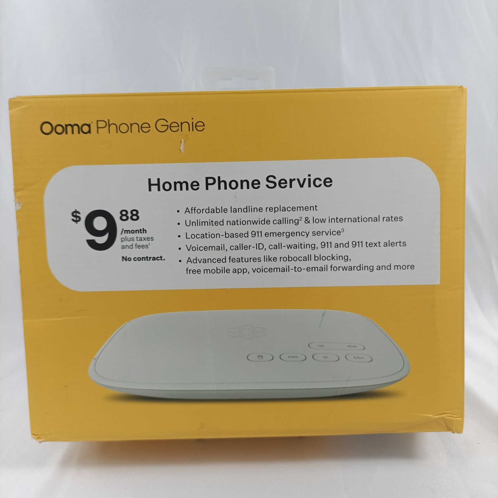 Ooma Phone Genie VoIP Home Phone Service White NIOB Open Box