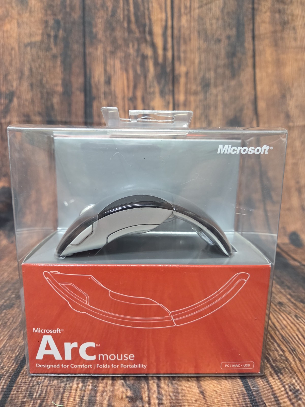 Microsoft Arc Mouse PC/Mac USB 1349 1350 Black Ergonomic FOLDS UP NEW
