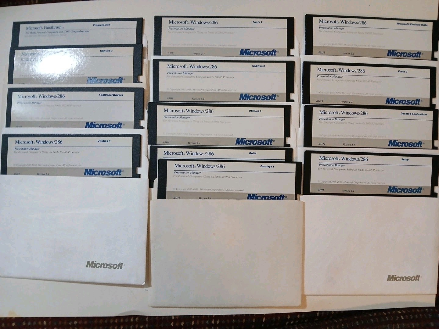 Vintage MS Windows 286 V 2.1 (1988) 5.25" Floppy Disks - Rare 13-Disk Mega-Lot 