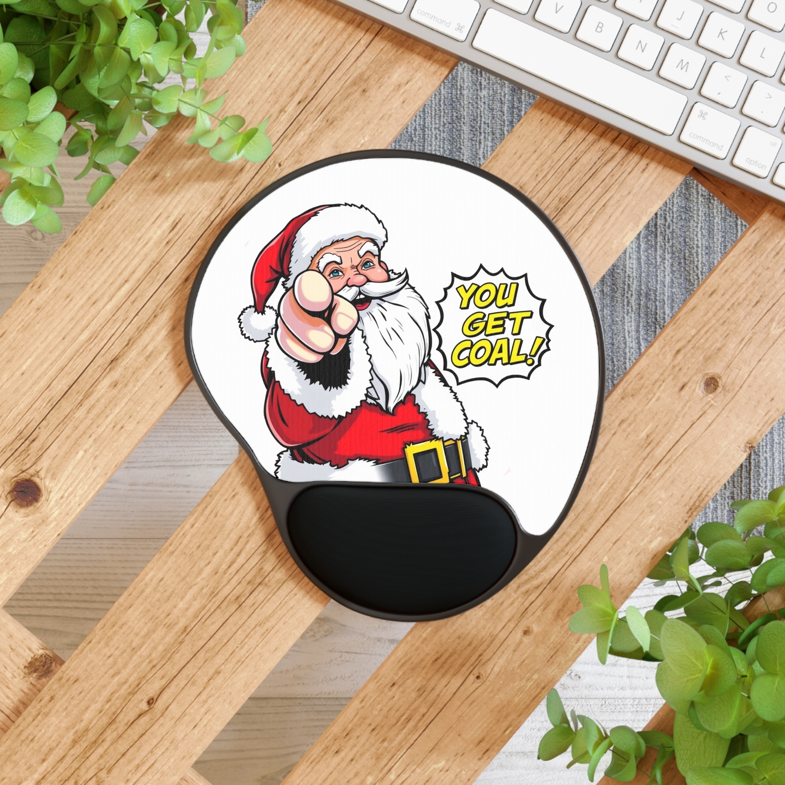 Funny Santa Christmas Mouse Pad, Holiday Desk Accessory, Gift for Gamers, Office