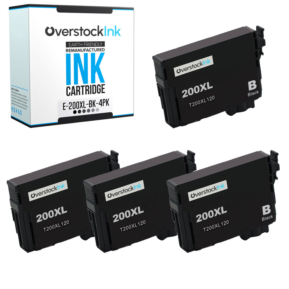 4PK OSI 200XL Black Ink Cartridges Compatible for Epson Workforce WF-2520 2530
