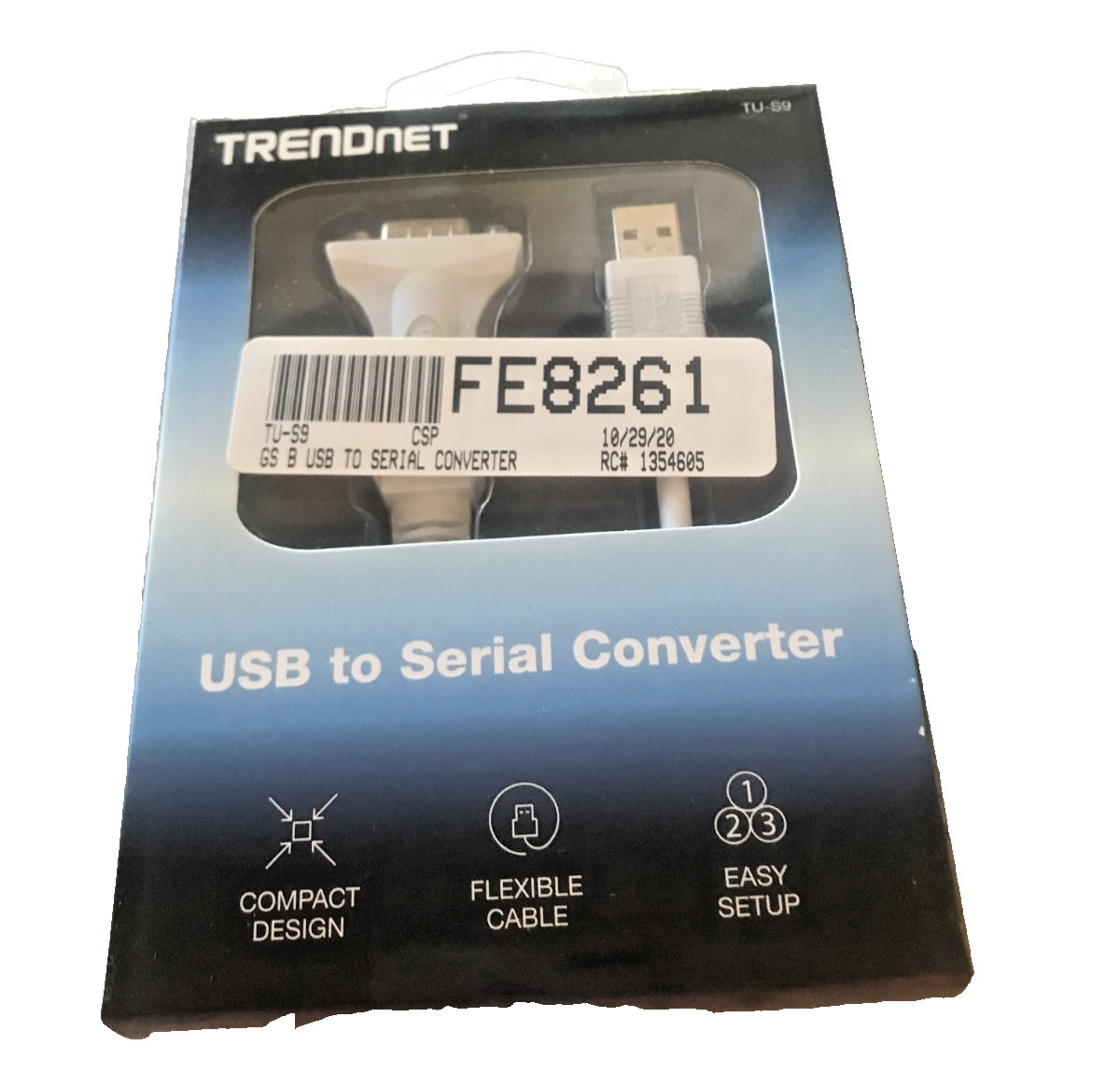 TRENDnet TU-S9 USB to Serial Converter USB 1.1 to RS-232 Male DB9 Serial Cable