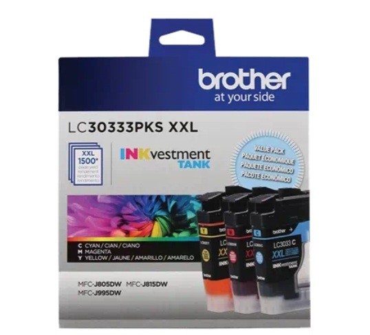 Brother LC30333PKS INKvestment Tank 3 Pack Color Printer Ink Cartridges Exp 2025