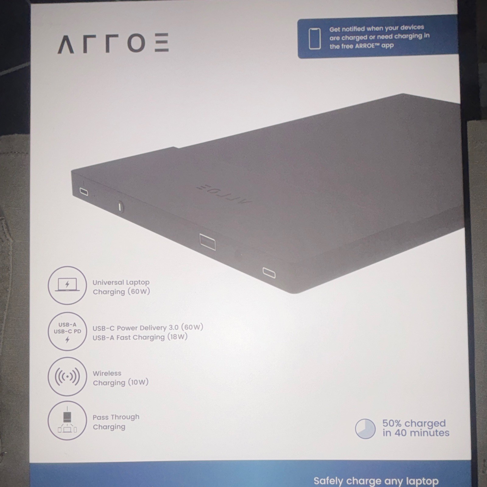 ARROE 60W USB-C PD Laptop Charging Station w/ Wireless + USB-A Fast, Black