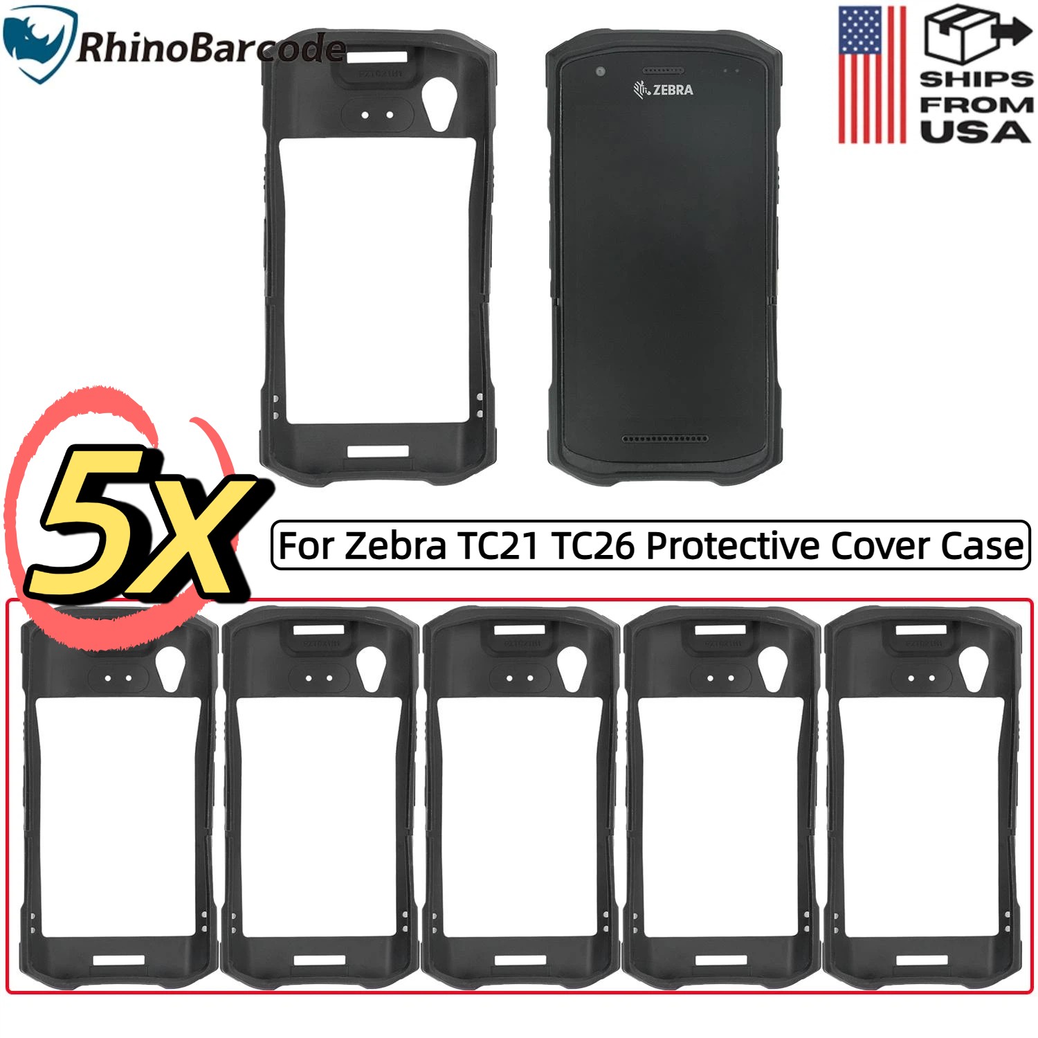 5pcs For Zebra TC21 TC26 Protective Cover Case Rugged Boot Barcode Scanner