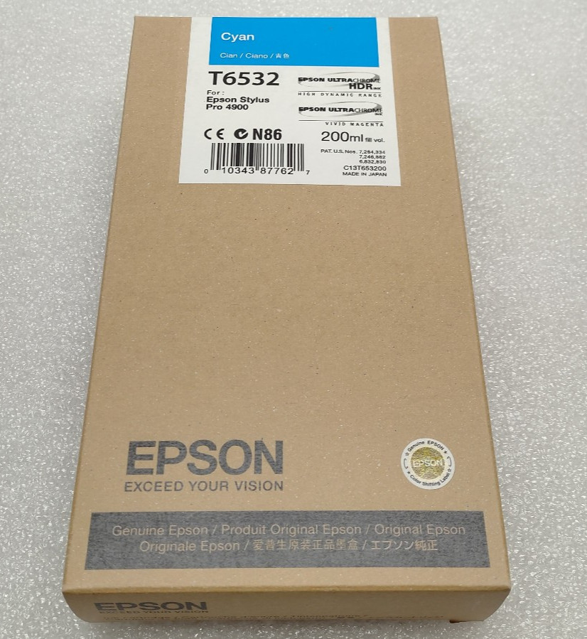 New Genuine Epson T6532 200ml Cyan Ultrachrome Ink Stylus Pro 4900 03/2015 #99