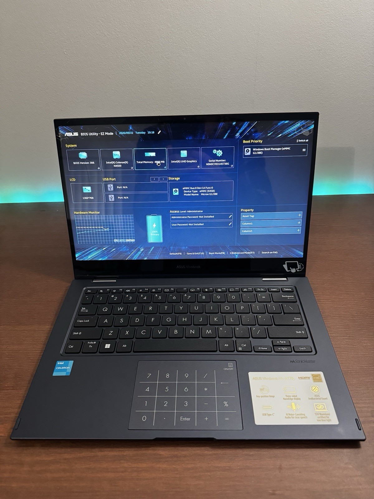 ASUS VivoBook Go 14 Flip 14" Touch 2-in-1 N4500 4GB 64GB eMMC Win11