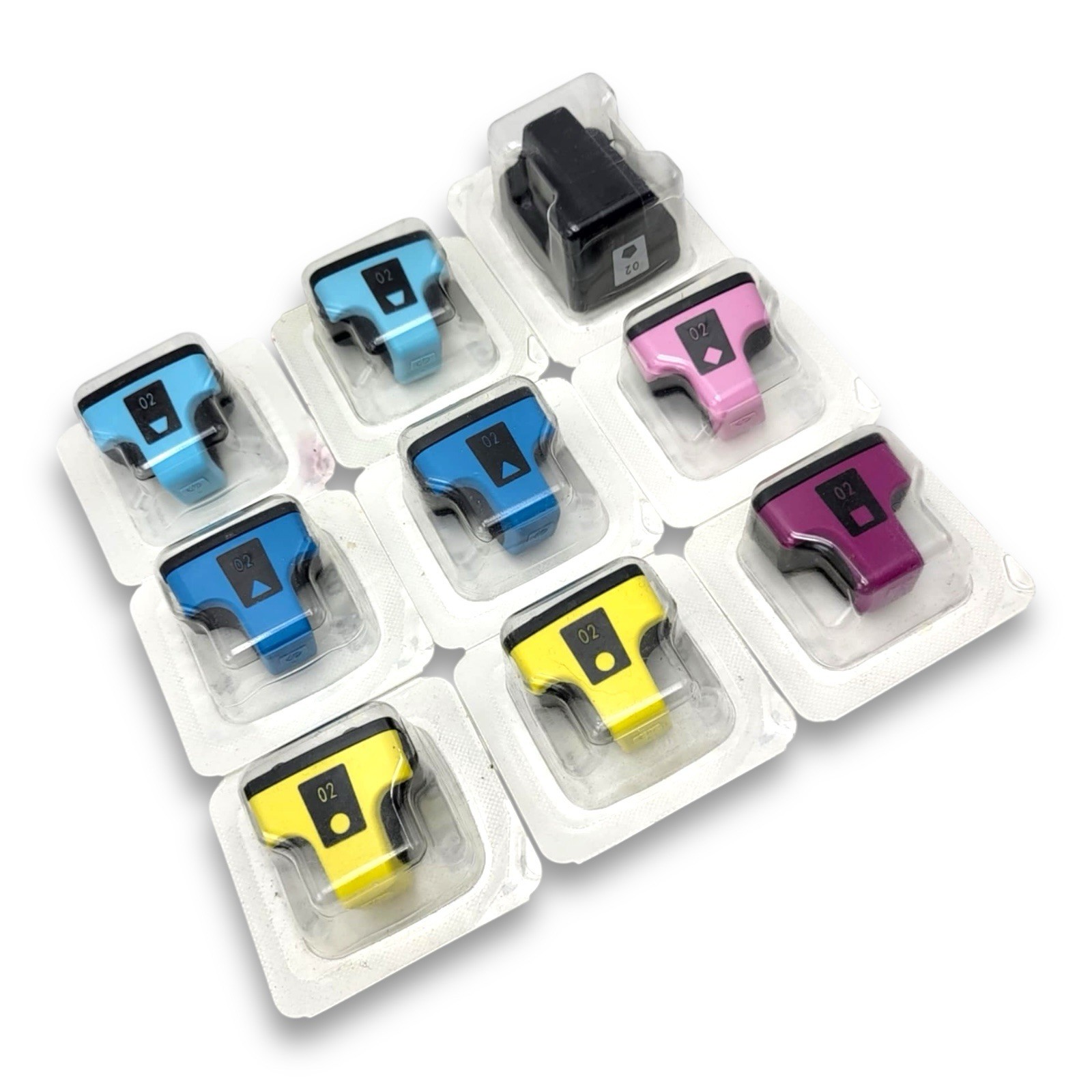 Lot of 9 HP 02 Ink Cartridges C8771W, C8772W, C8773W, C8774W, C8775W, C8721W