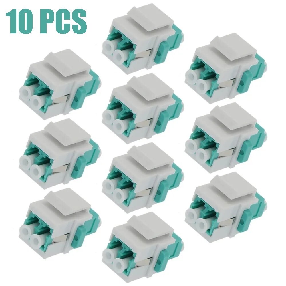 10 Pcs LC/UPC OM3 Duplex Multi Mode Fiber Optical Coupler Keystone Jack Aqua
