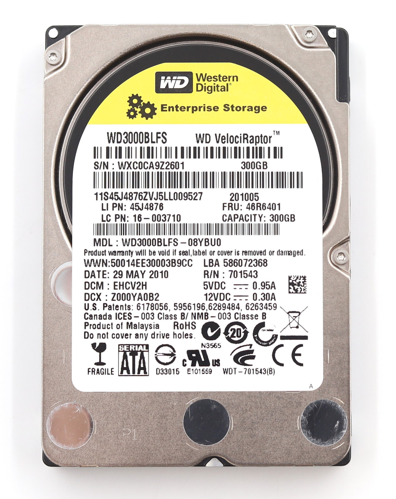 Western Digital WD3000BLFS 300GB 2.5" 10k RPM SATA Hard Drive P/N:46R6401 Tested