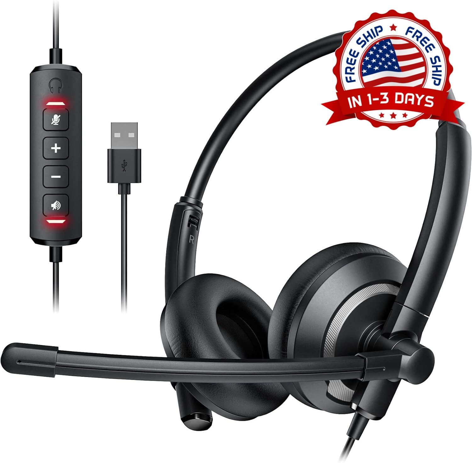 Auriculares Con Cable Micrófono Con Cancelación De Ruido Para Pc/Laptop (Negra)
