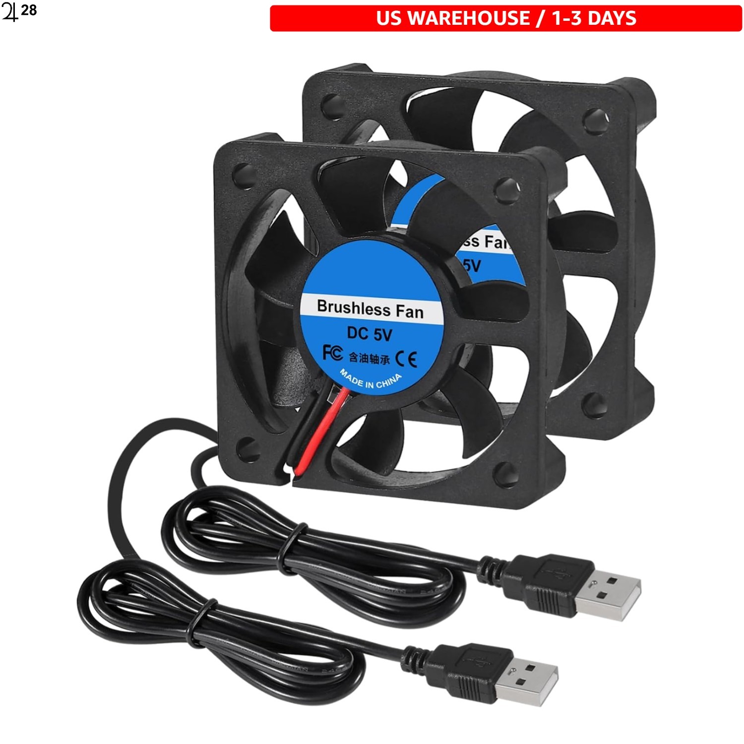 Compact 50mm USB Cooling Fan Duo - Efficient, Silent Operation for Laptops