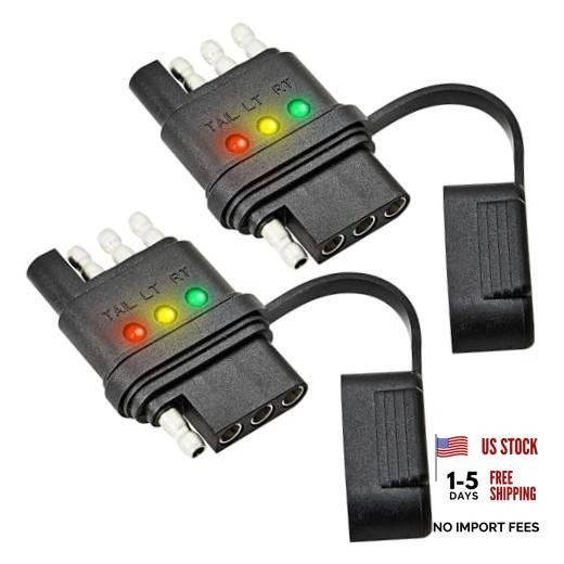 4-Way Flat Trailer Wiring Tester, 4 Pin Male and Female Trailer Tester with